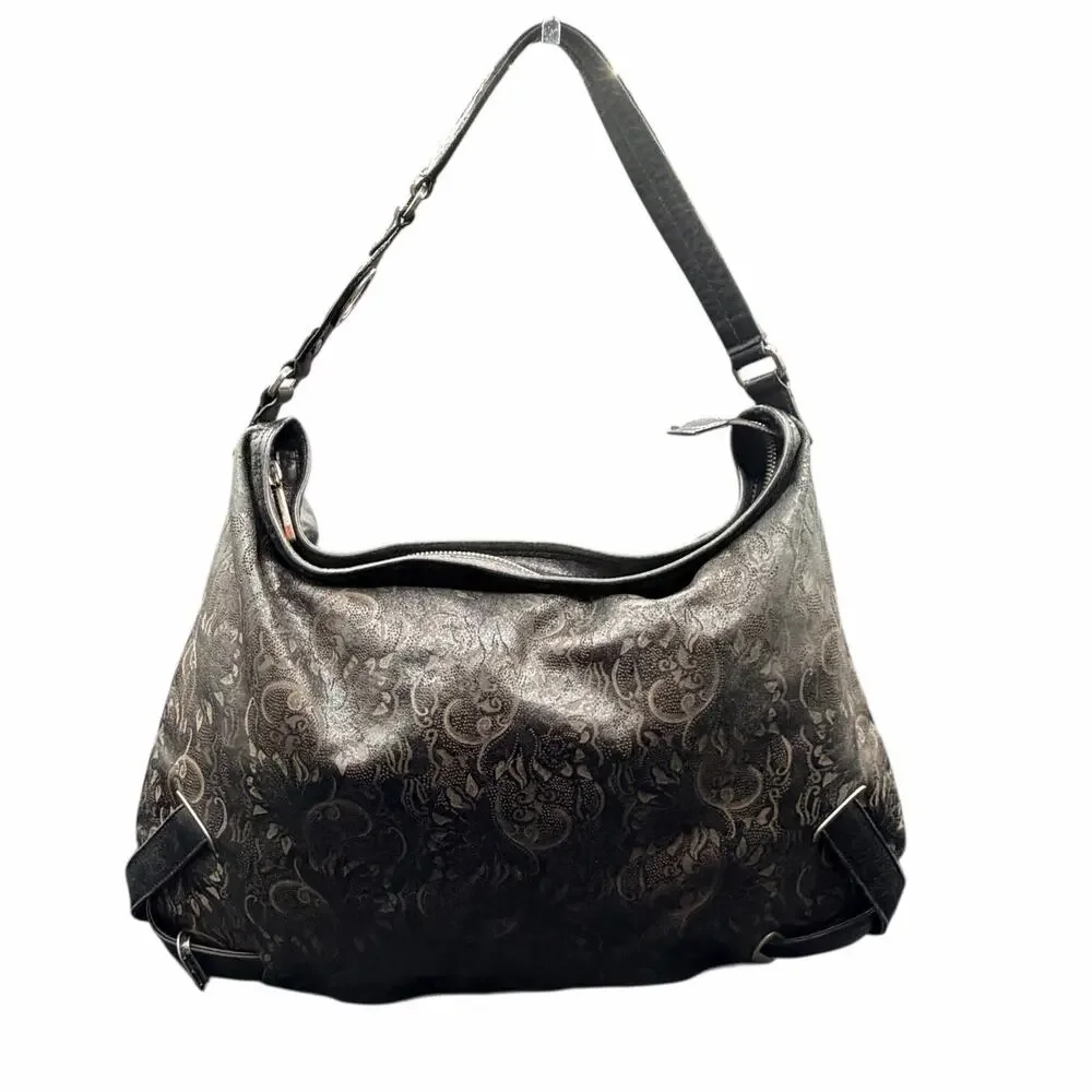 HOBO International Paisley Leather Hobo Shoulder Bag Y2K Boho
